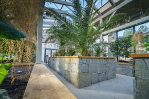 A modern restaurant terrace interior in the summer