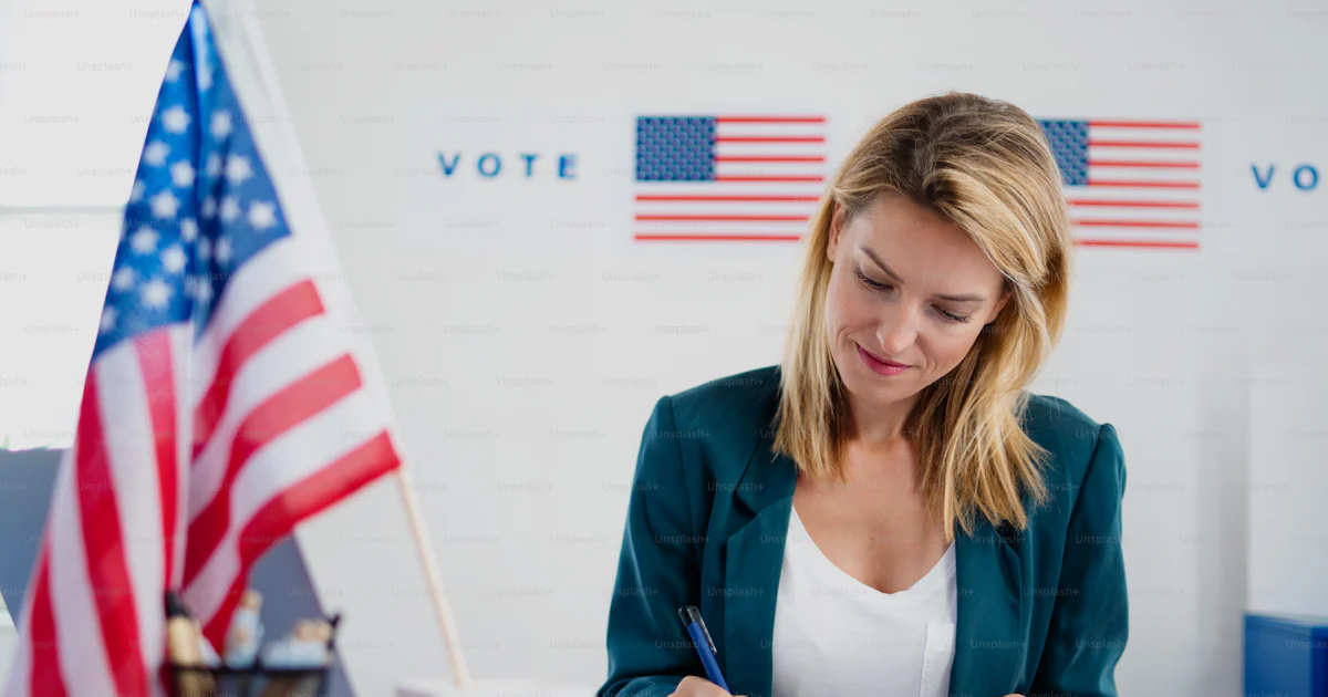 Polling Plus Woman member of electoral commission in polling place, usa elections ...