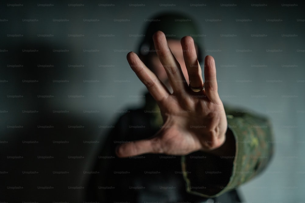 A frustrated military soldier sitting in boot camp