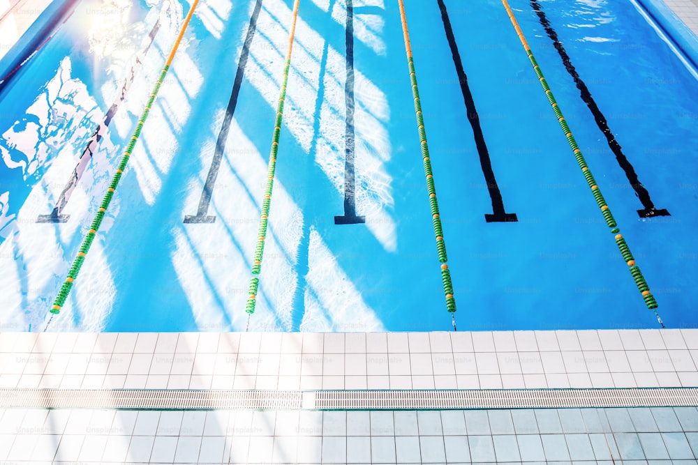 Lanes Of An Indoor Public Swimming Pool Top View Photo Water Image
