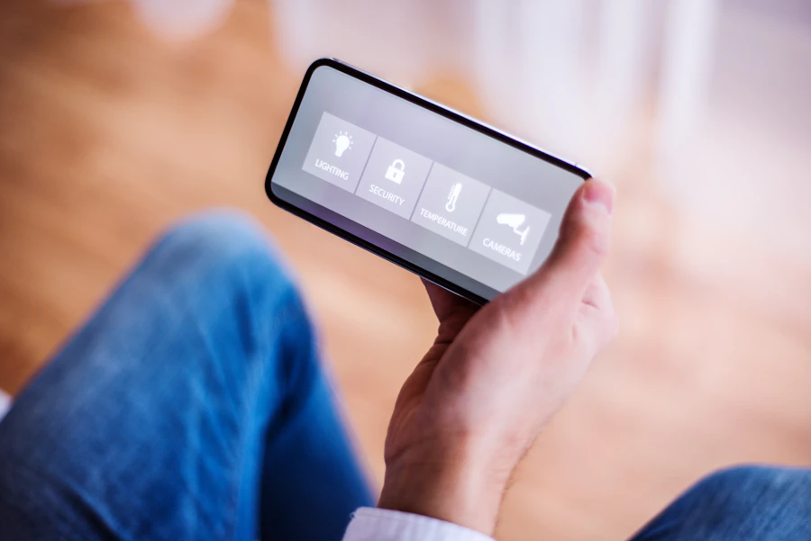 Smart home IoT touch panel controlling household appliances