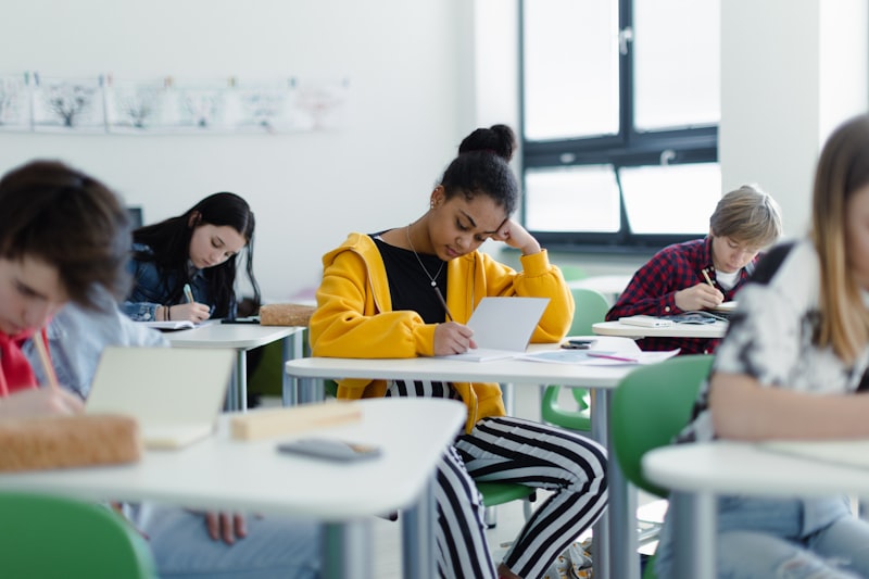 Student studying with notes