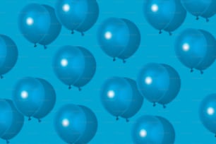 um grupo de balões azuis flutuando no ar
