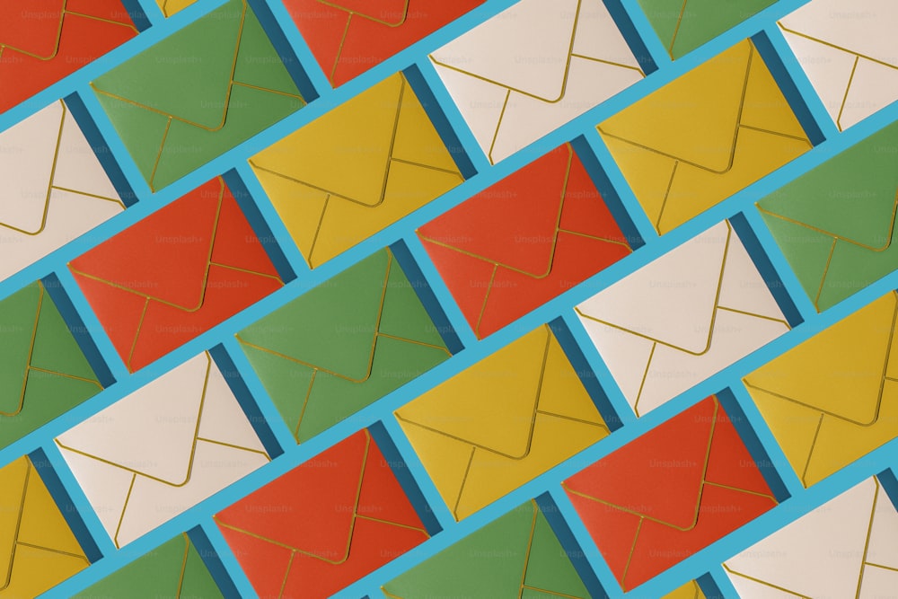 Un patrón multicolor de cuadrados y rectángulos