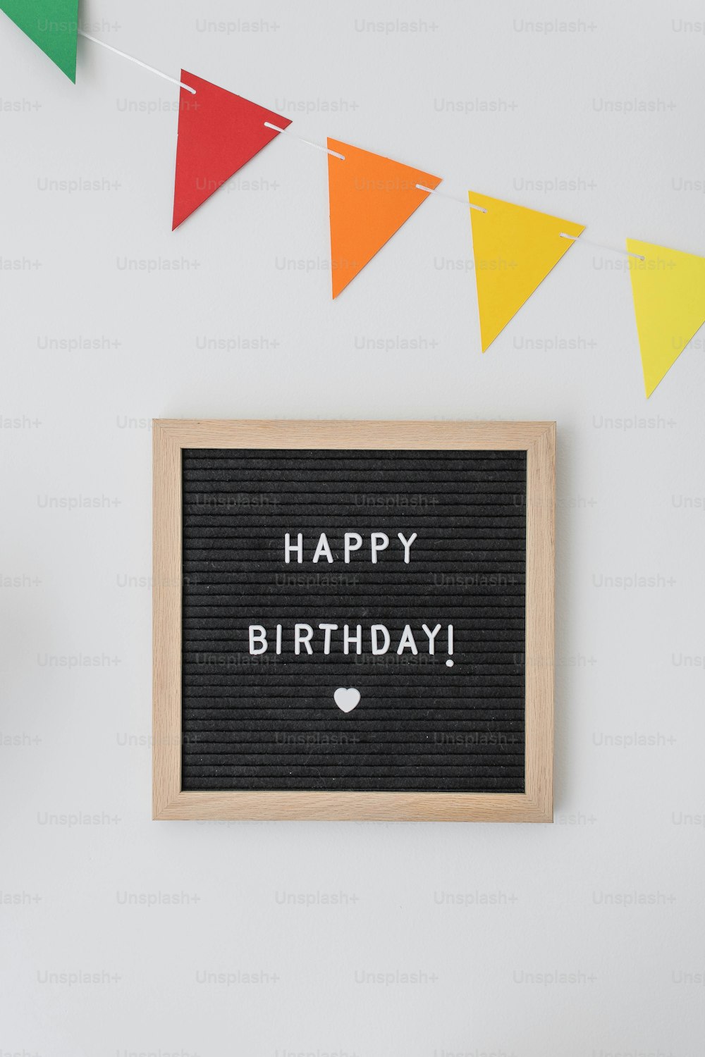 a happy birthday sign hanging on a wall