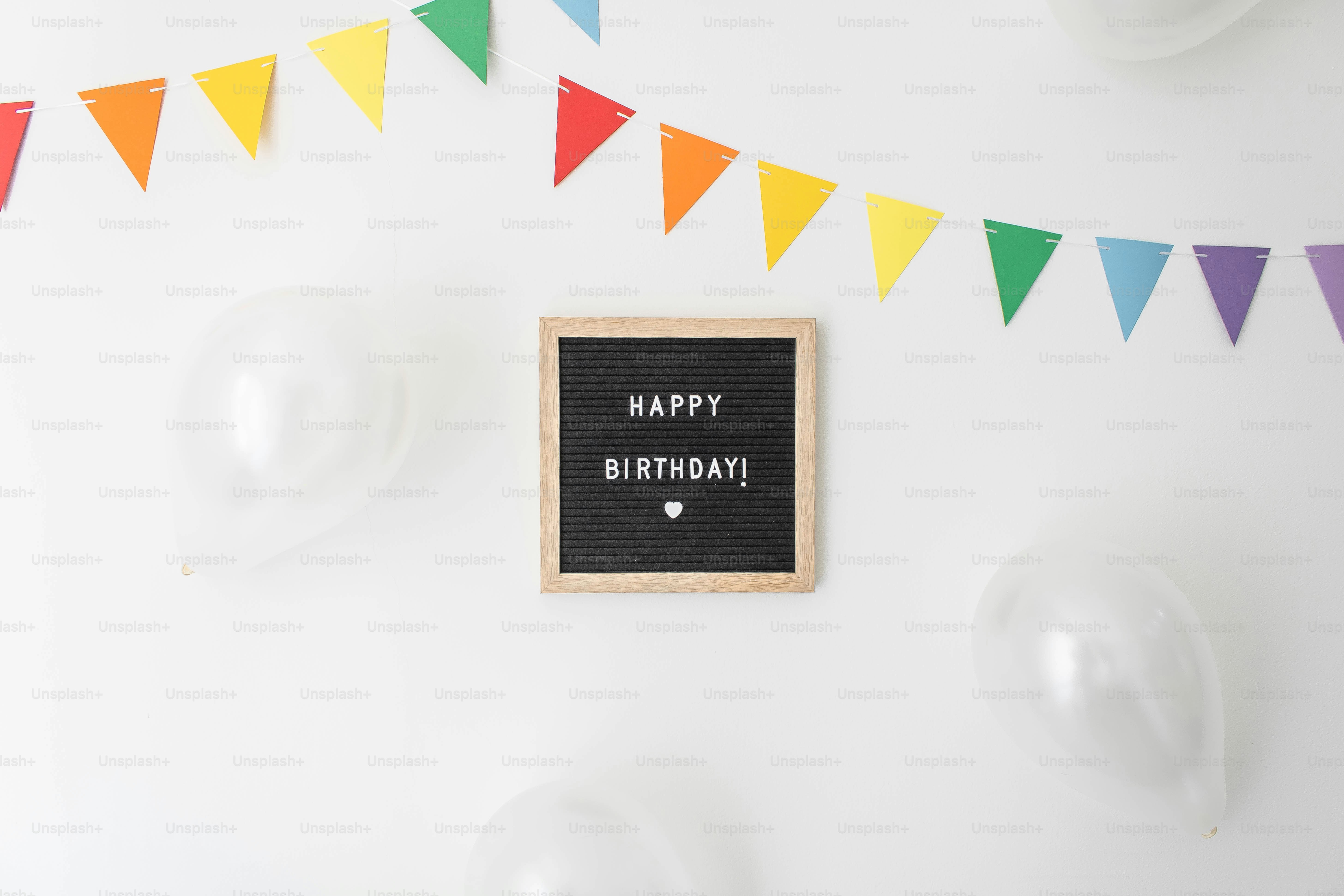 a happy birthday sign hanging on a wall