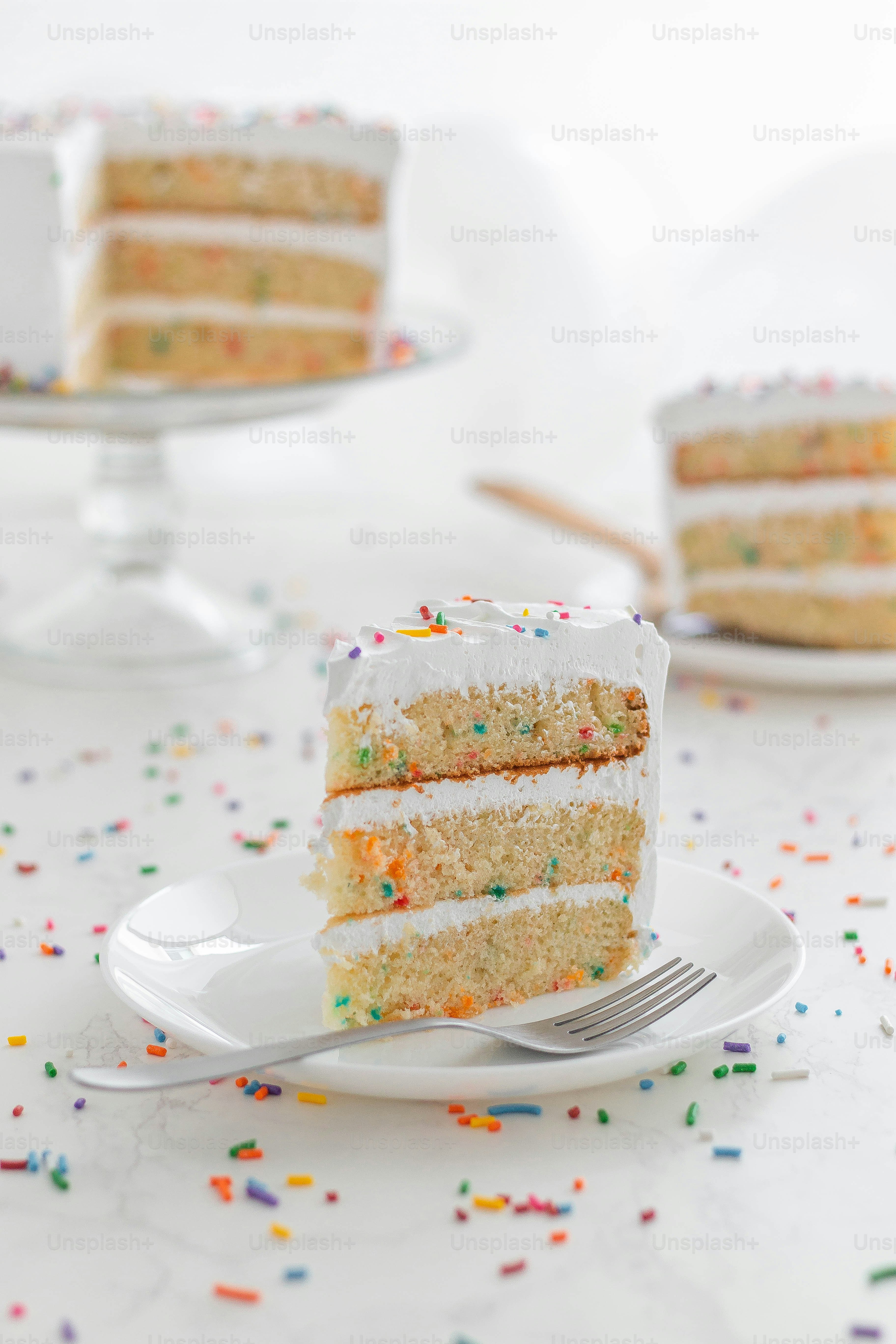a slice of cake on a plate with a fork