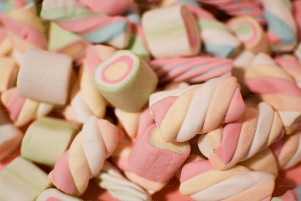 a close up of a pile of candy