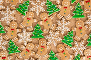 a close up of a bunch of decorated cookies