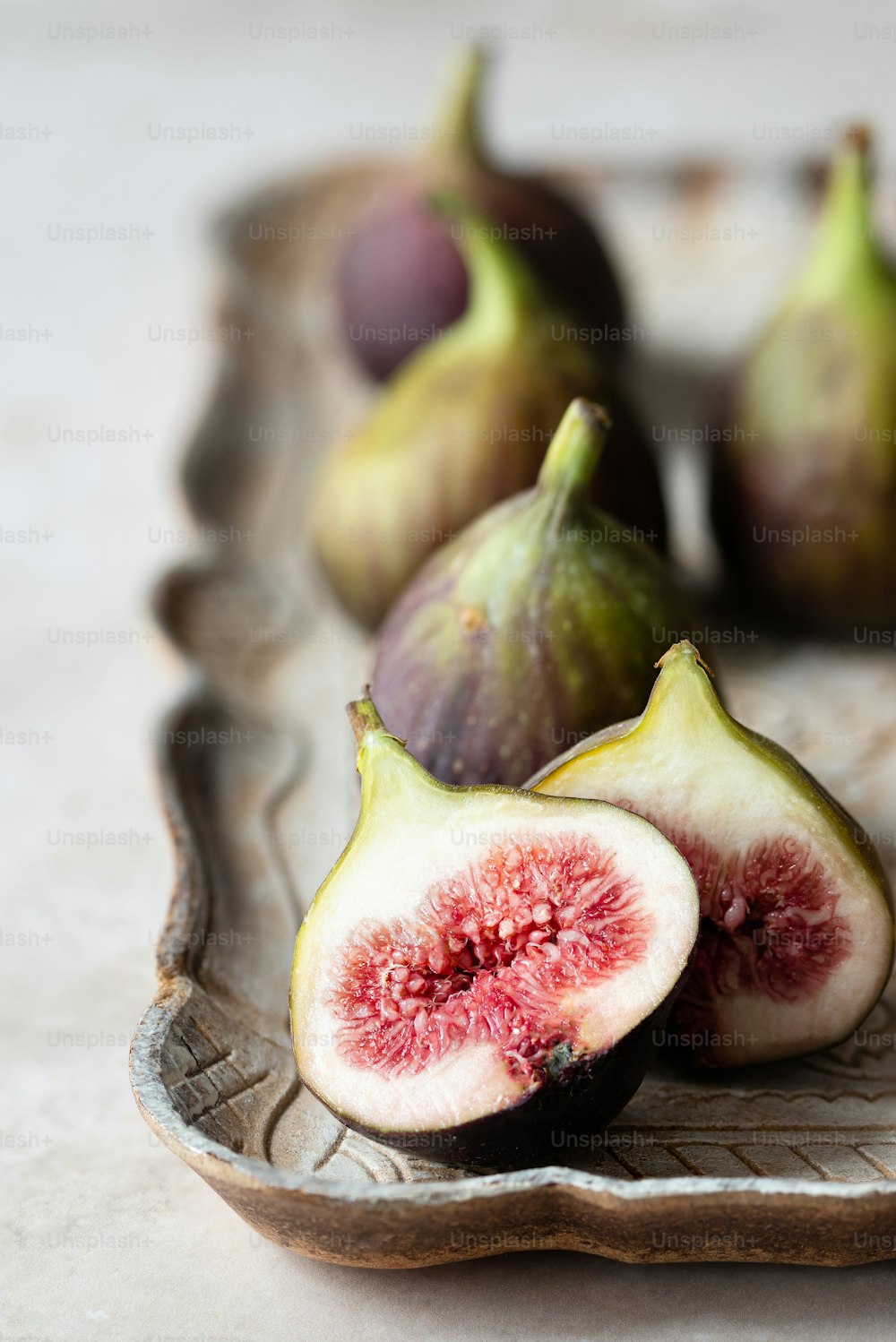 figs on a plate on a table