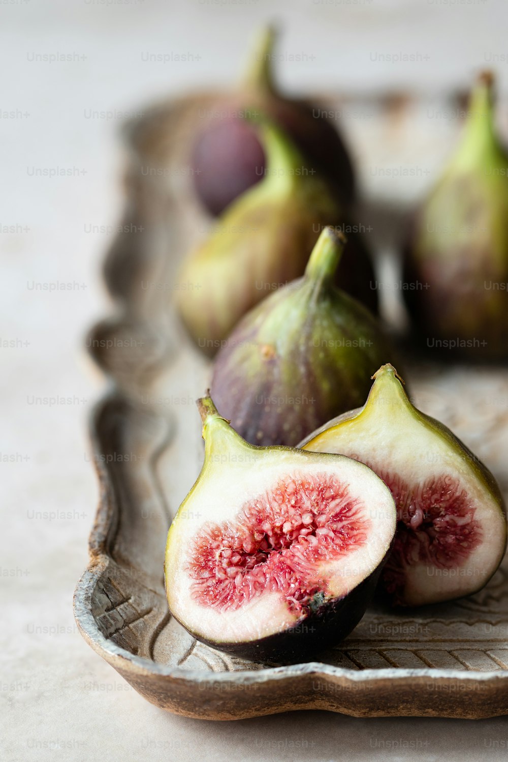 figs on a plate on a table