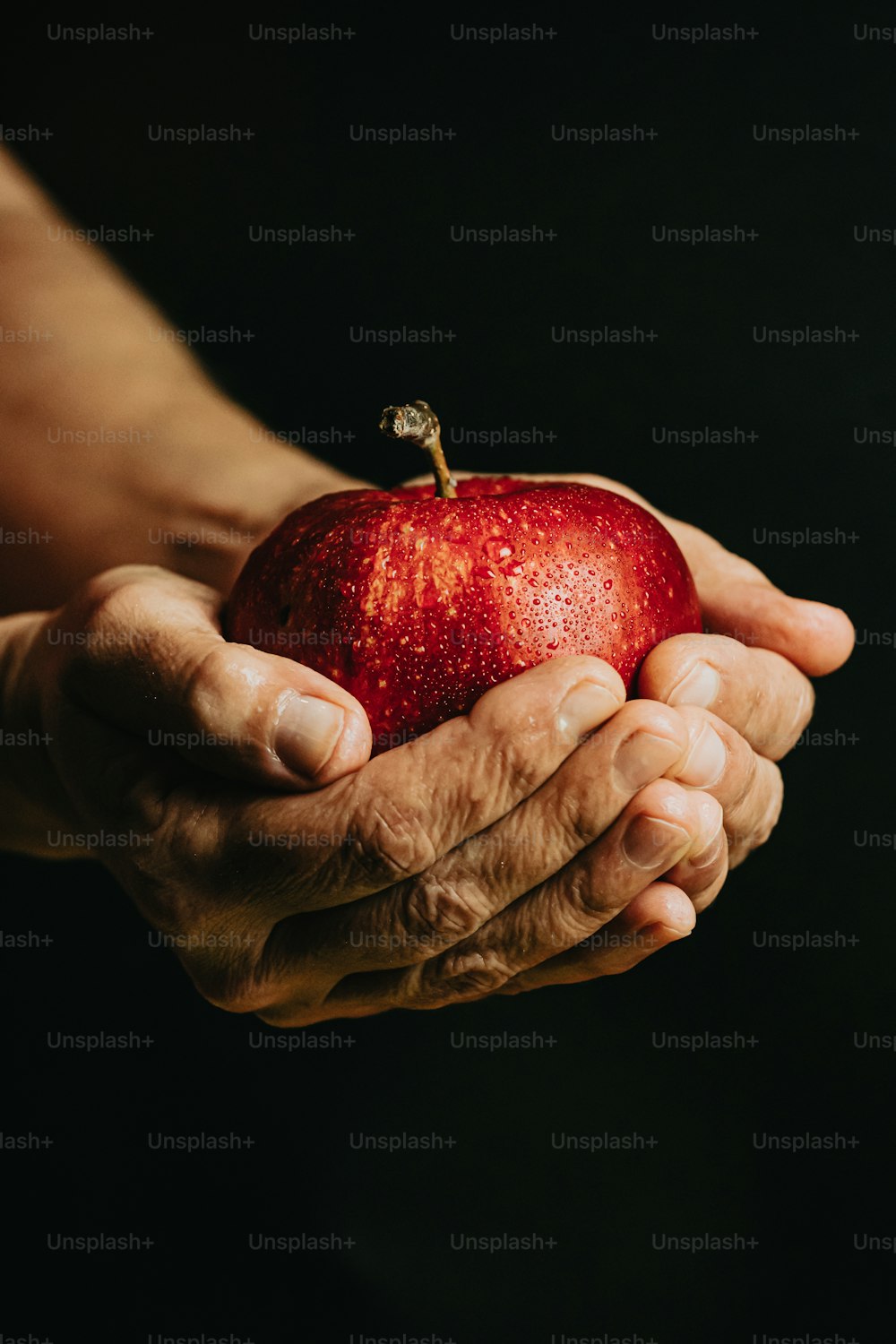 リンゴを手に持つ人