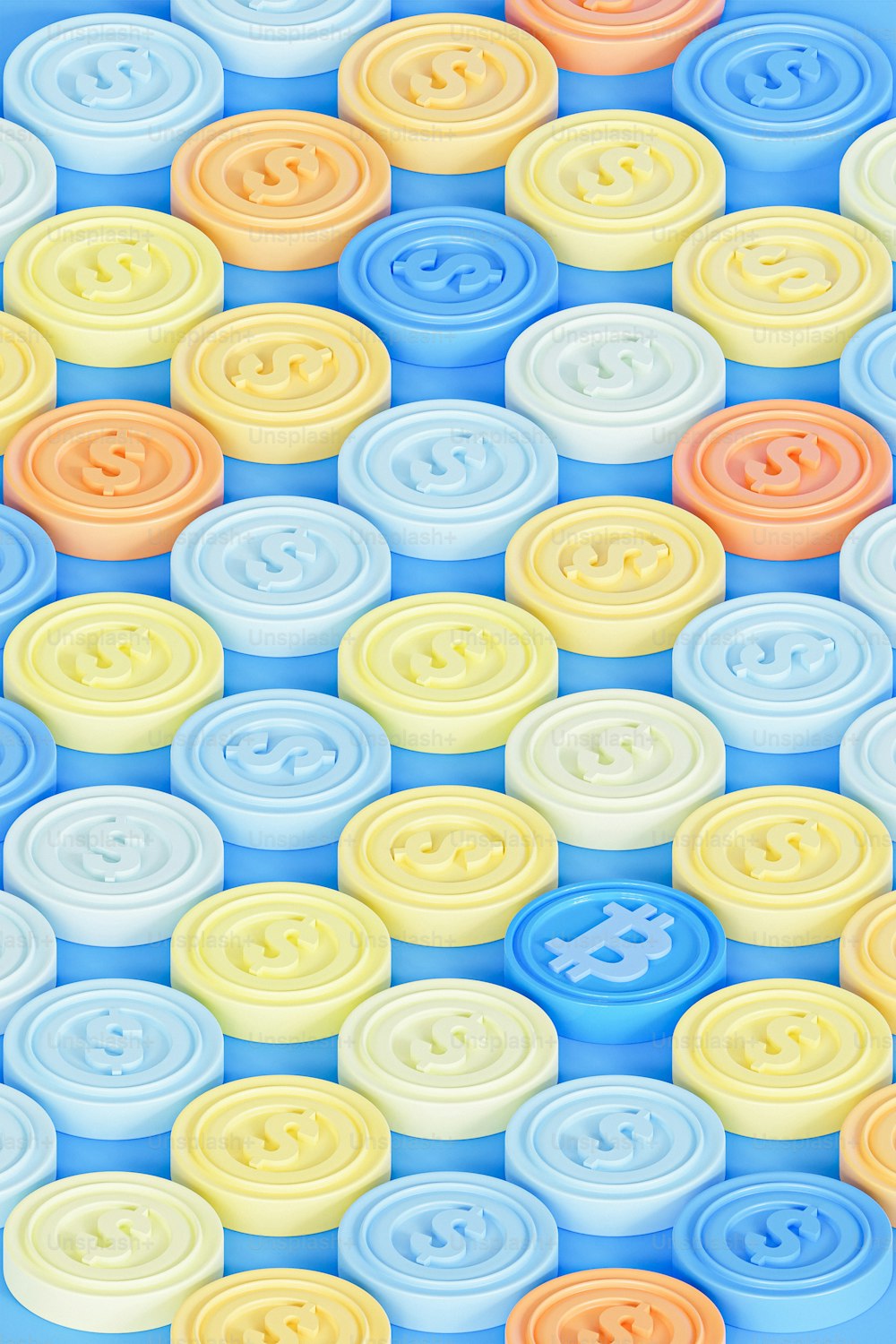un patrón de círculos multicolores sobre un fondo azul