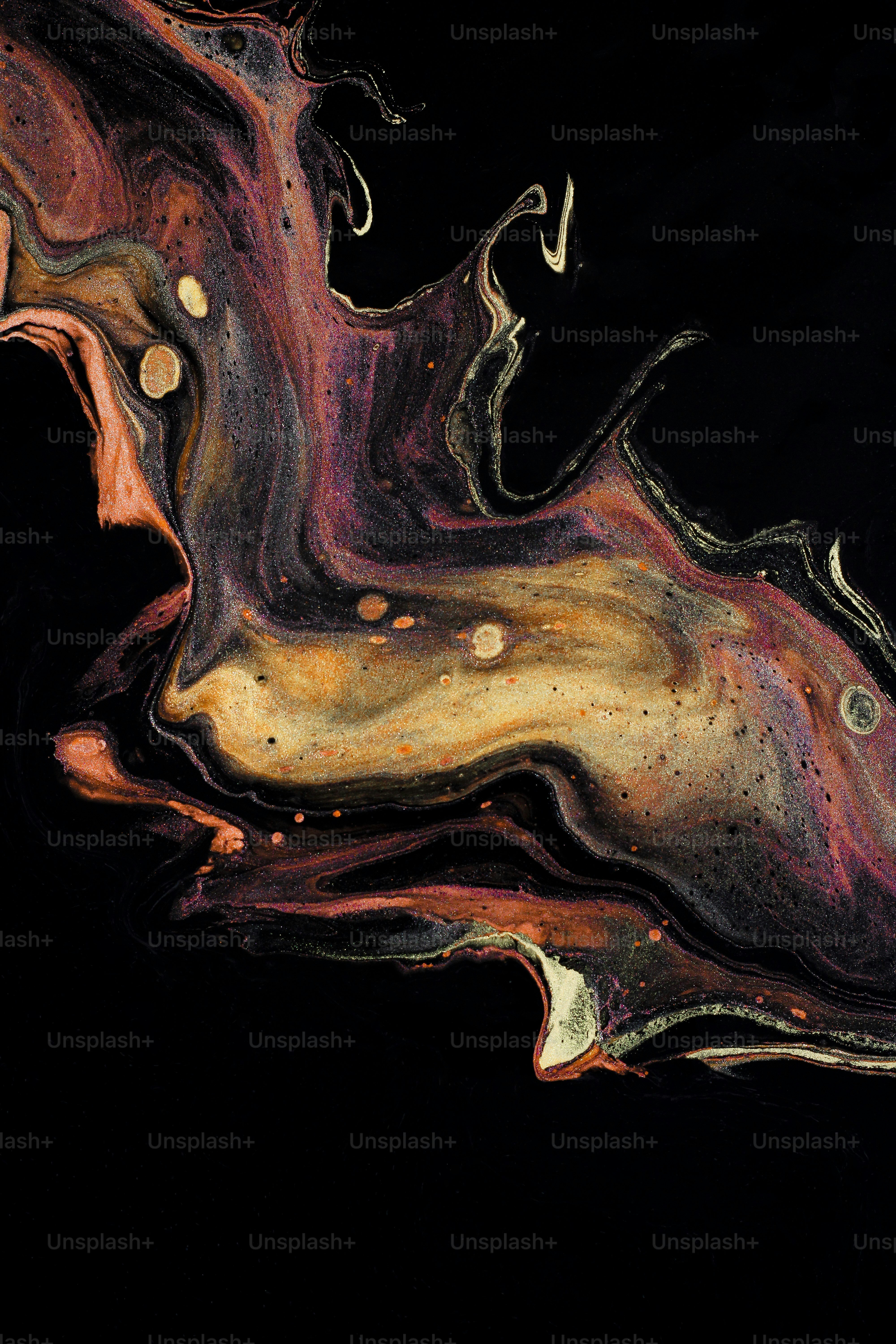 an abstract painting of a black background