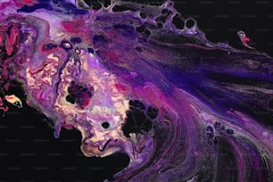 an abstract painting of purple and black colors