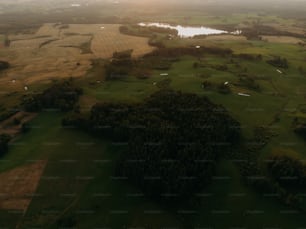 Luftaufnahme eines von Bäumen umgebenen Golfplatzes