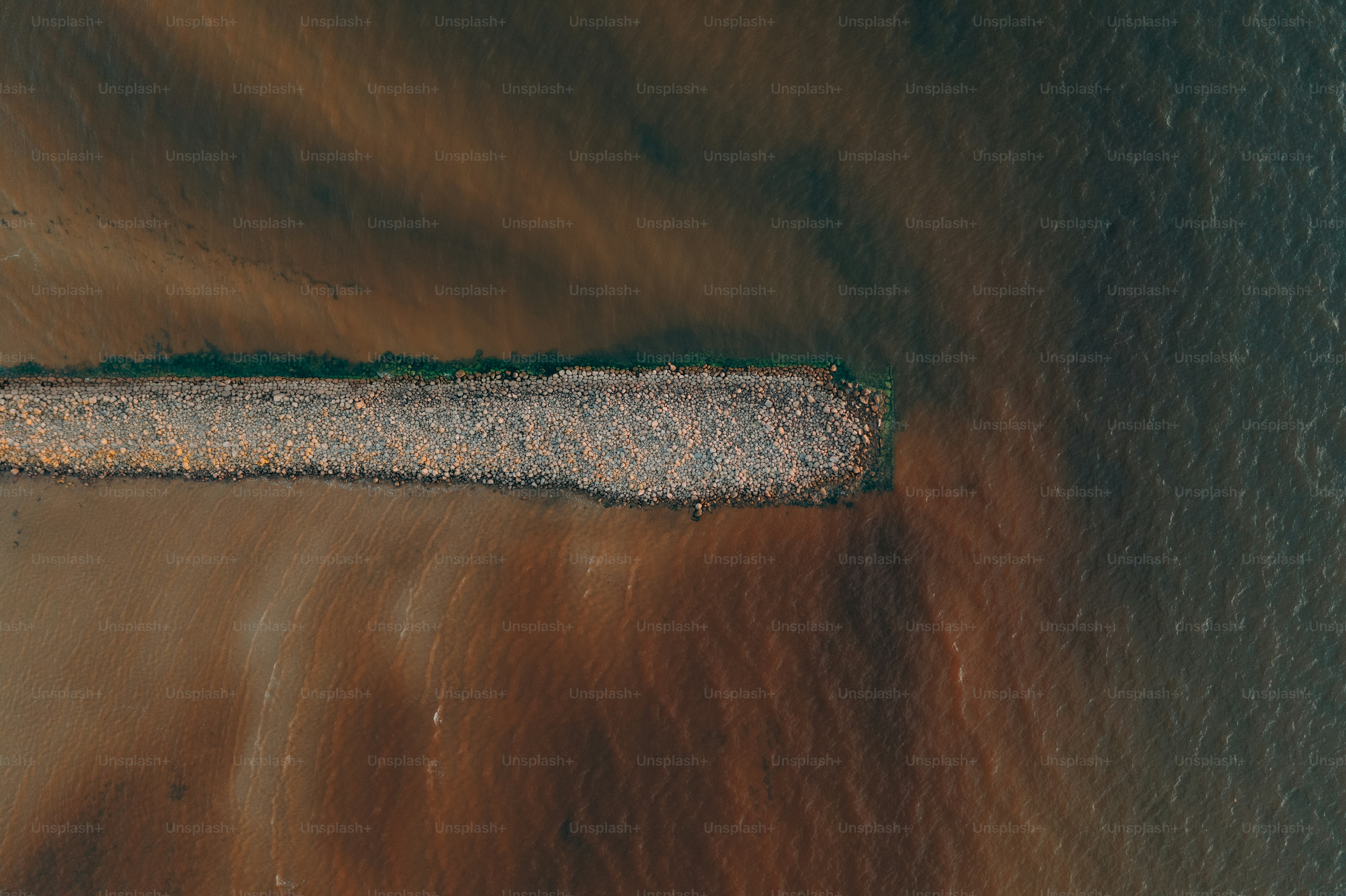 an aerial view of a body of water