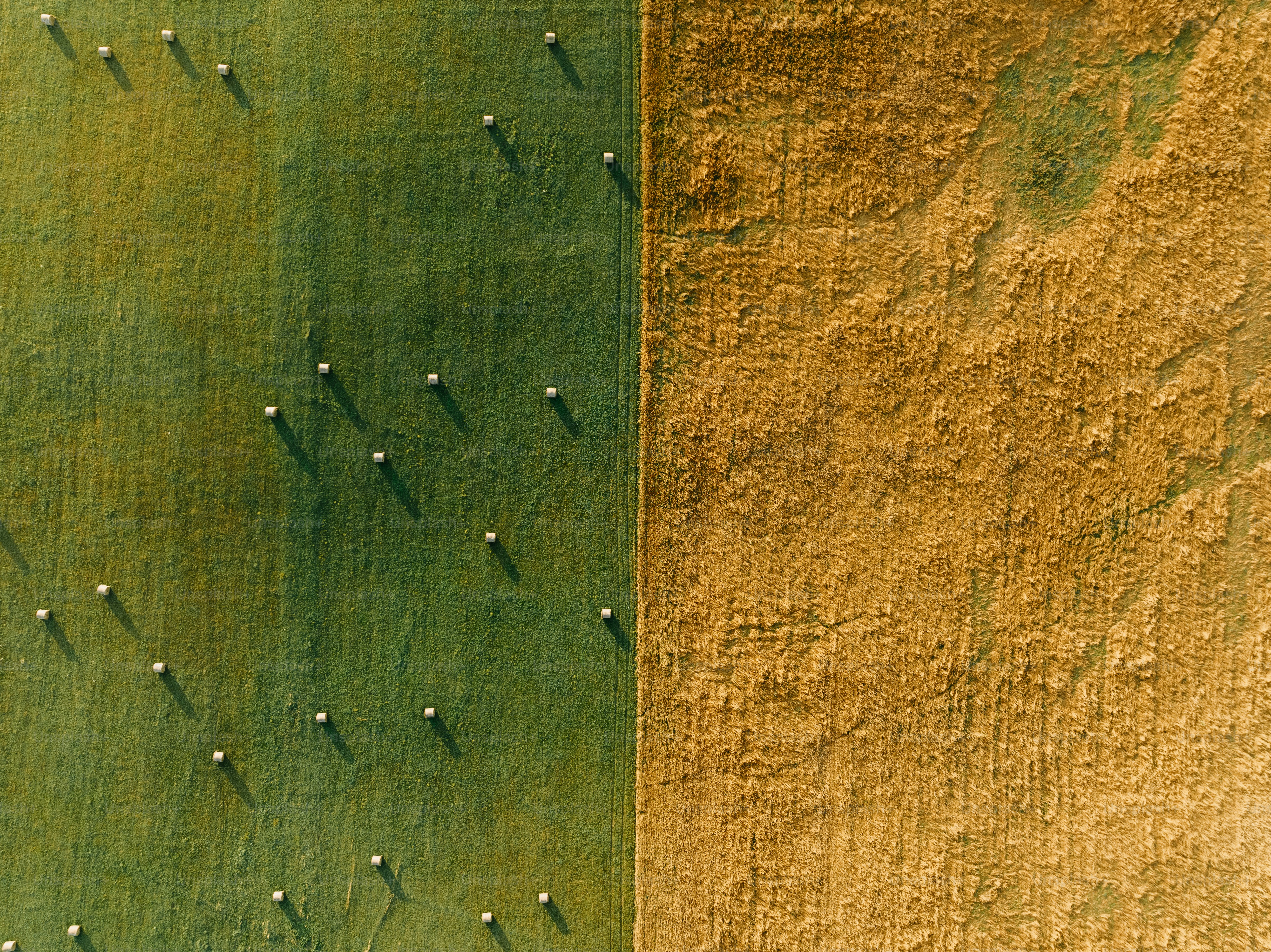 an aerial view of a field with a lot of green grass