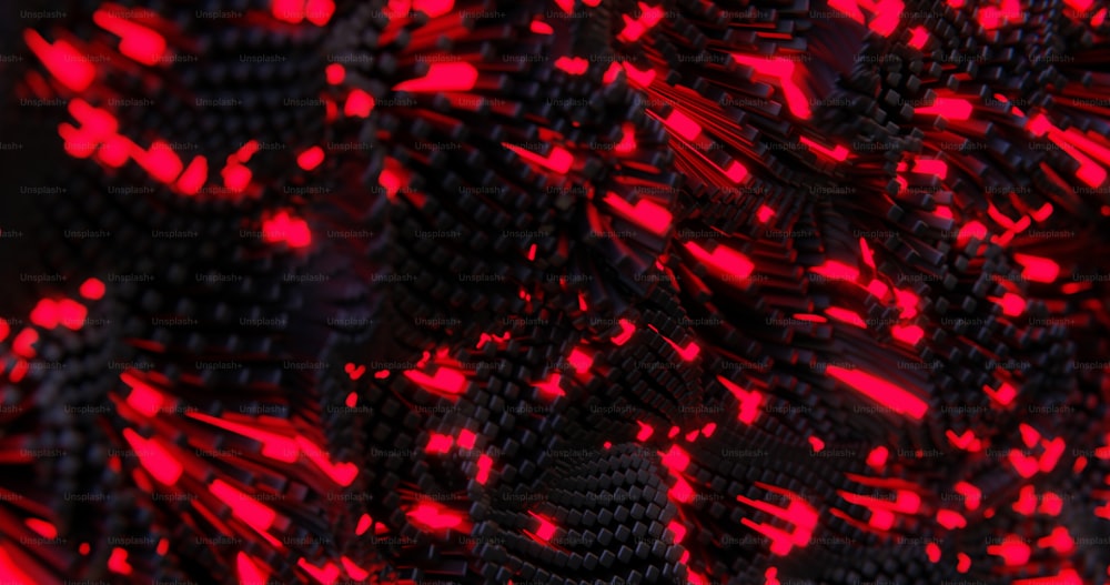 a close up of a red and black object