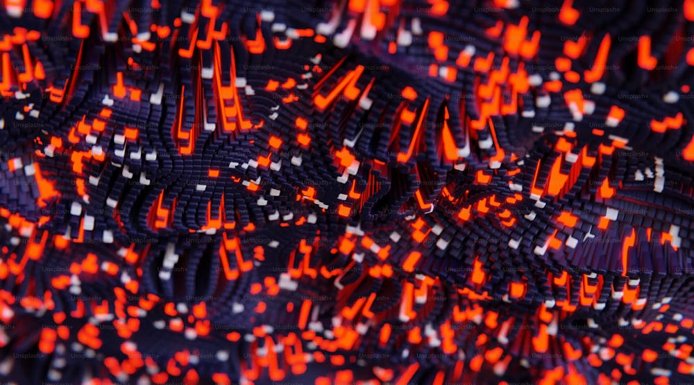 a close up of an orange and black pattern
