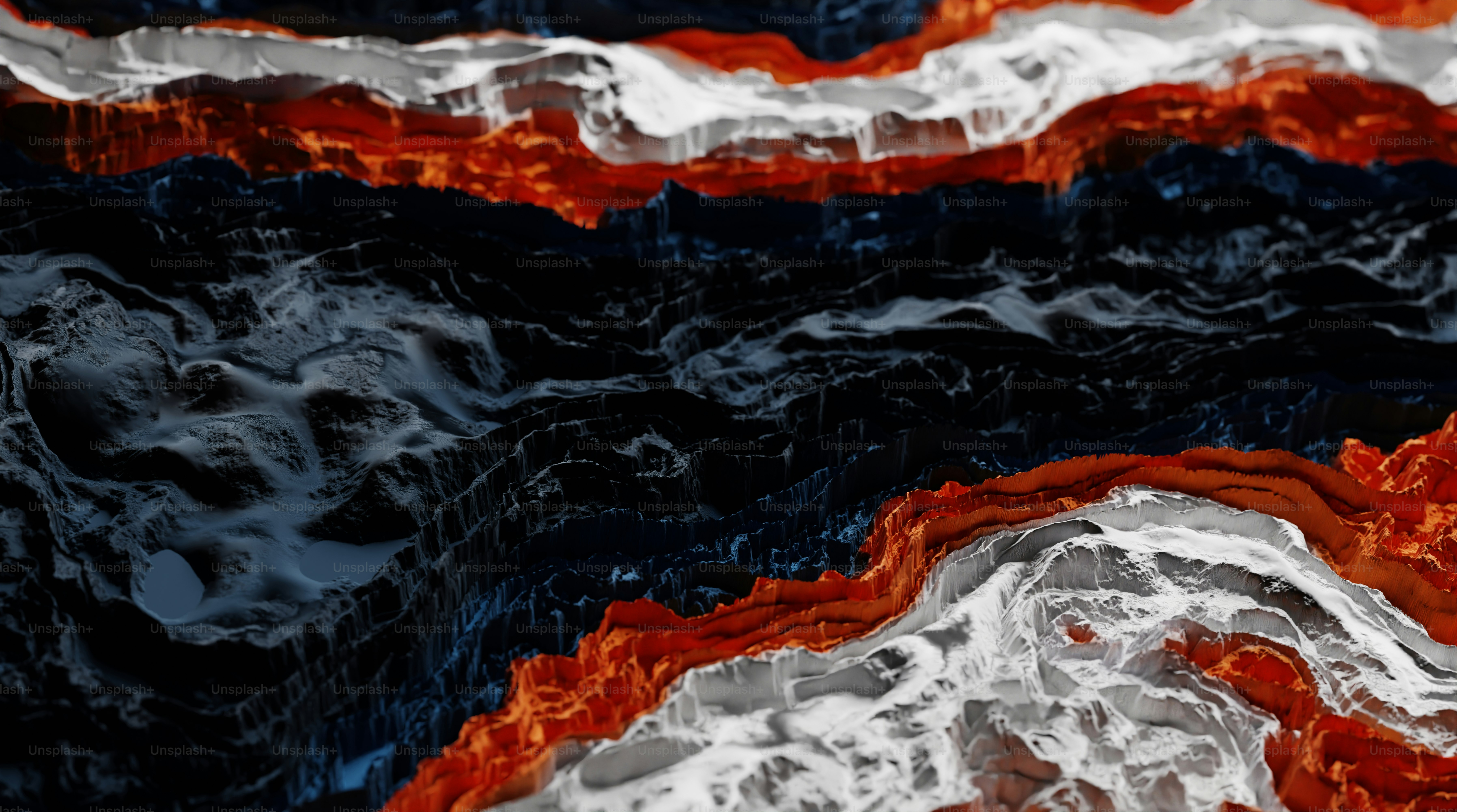 a close up of a red, white, and blue abstract painting