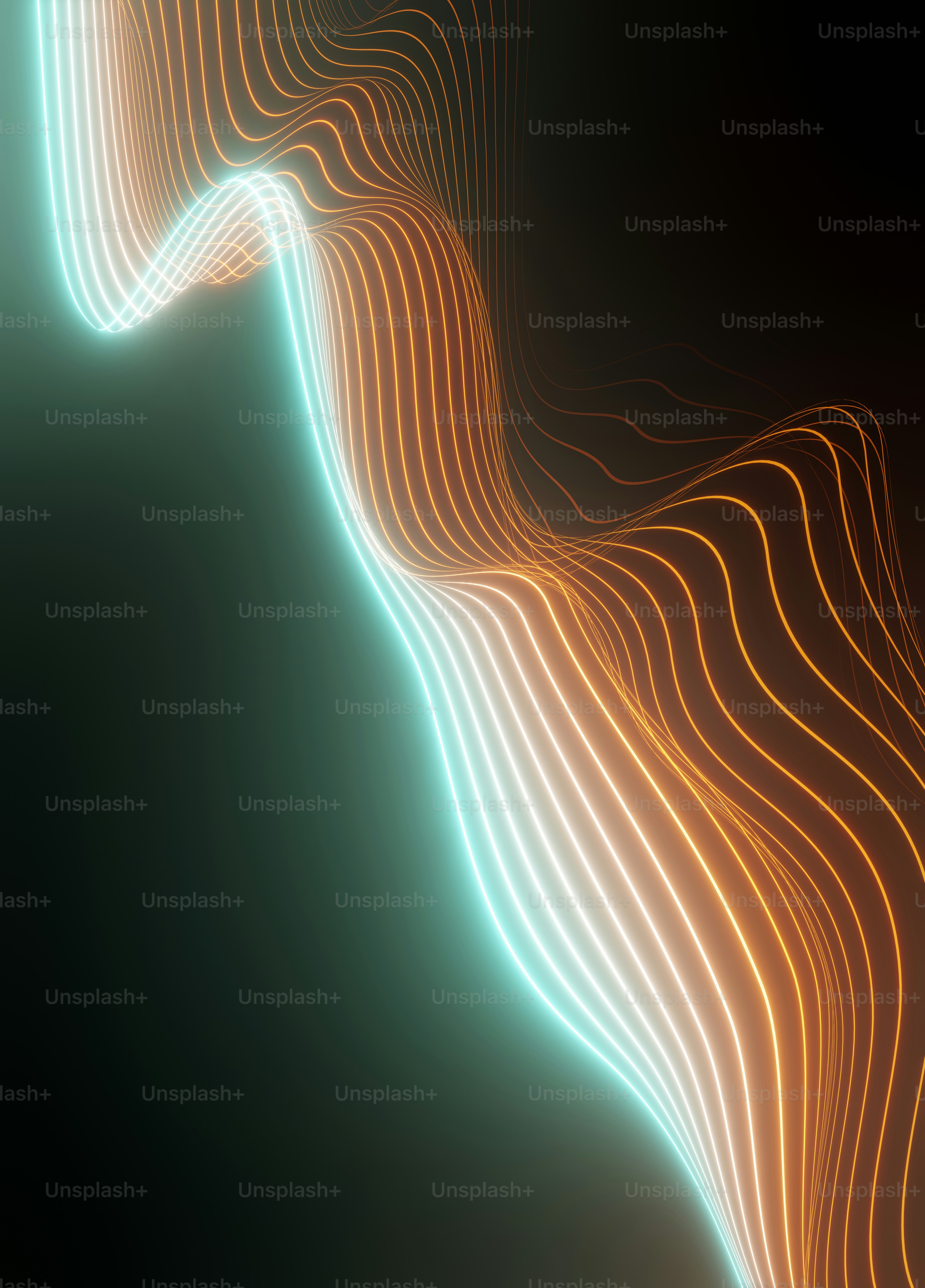 a black background with a wavy pattern of lines