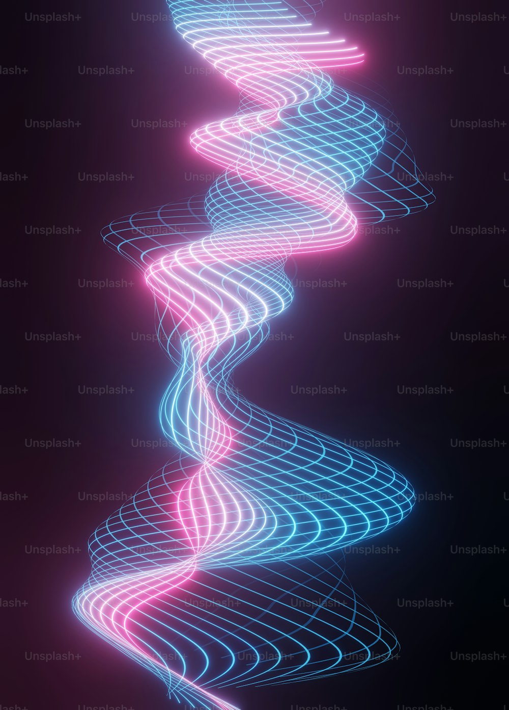 Un'immagine astratta di una spirale di luci al neon