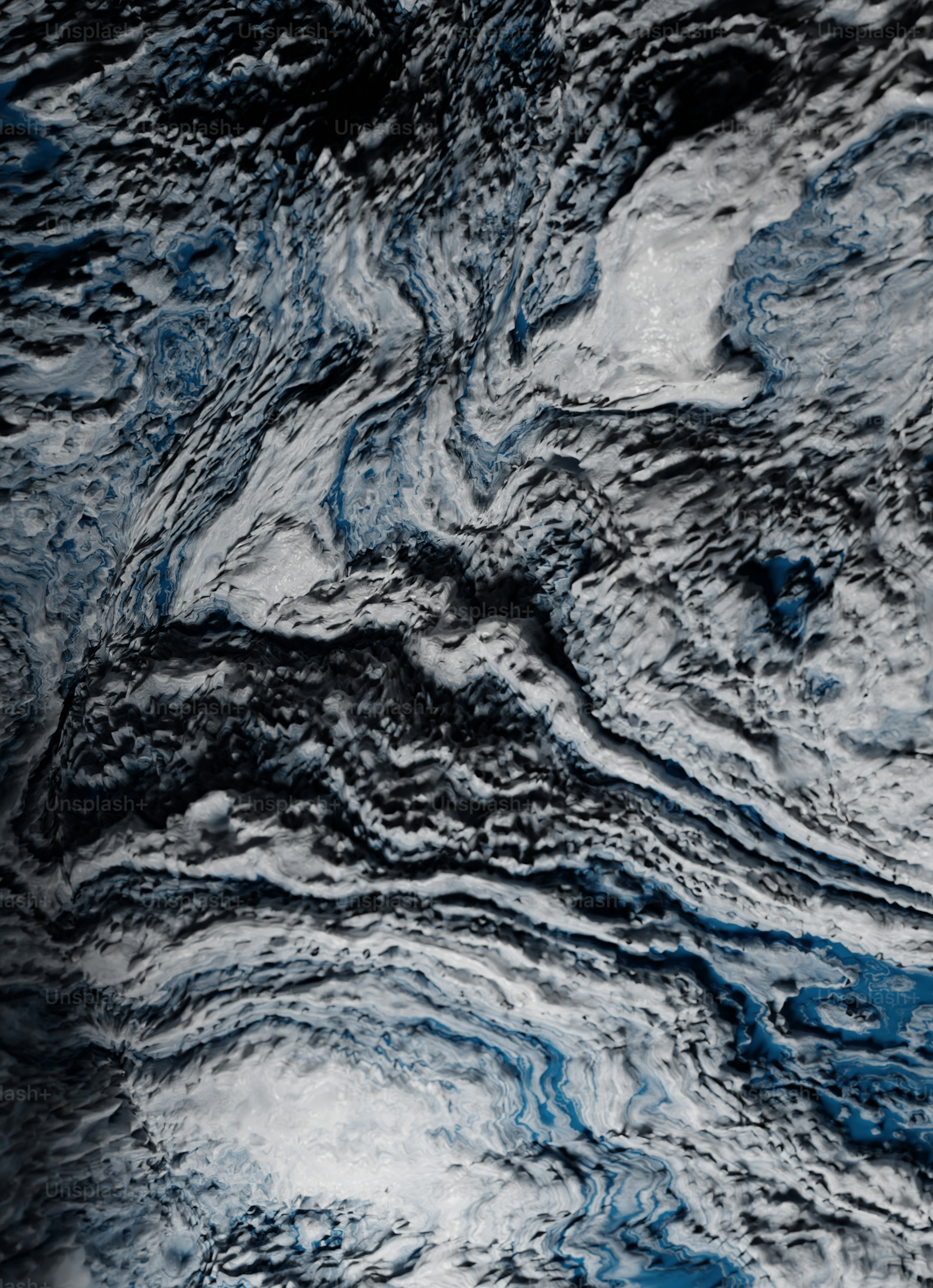 Une image satellite d’un tourbillon bleu et blanc
