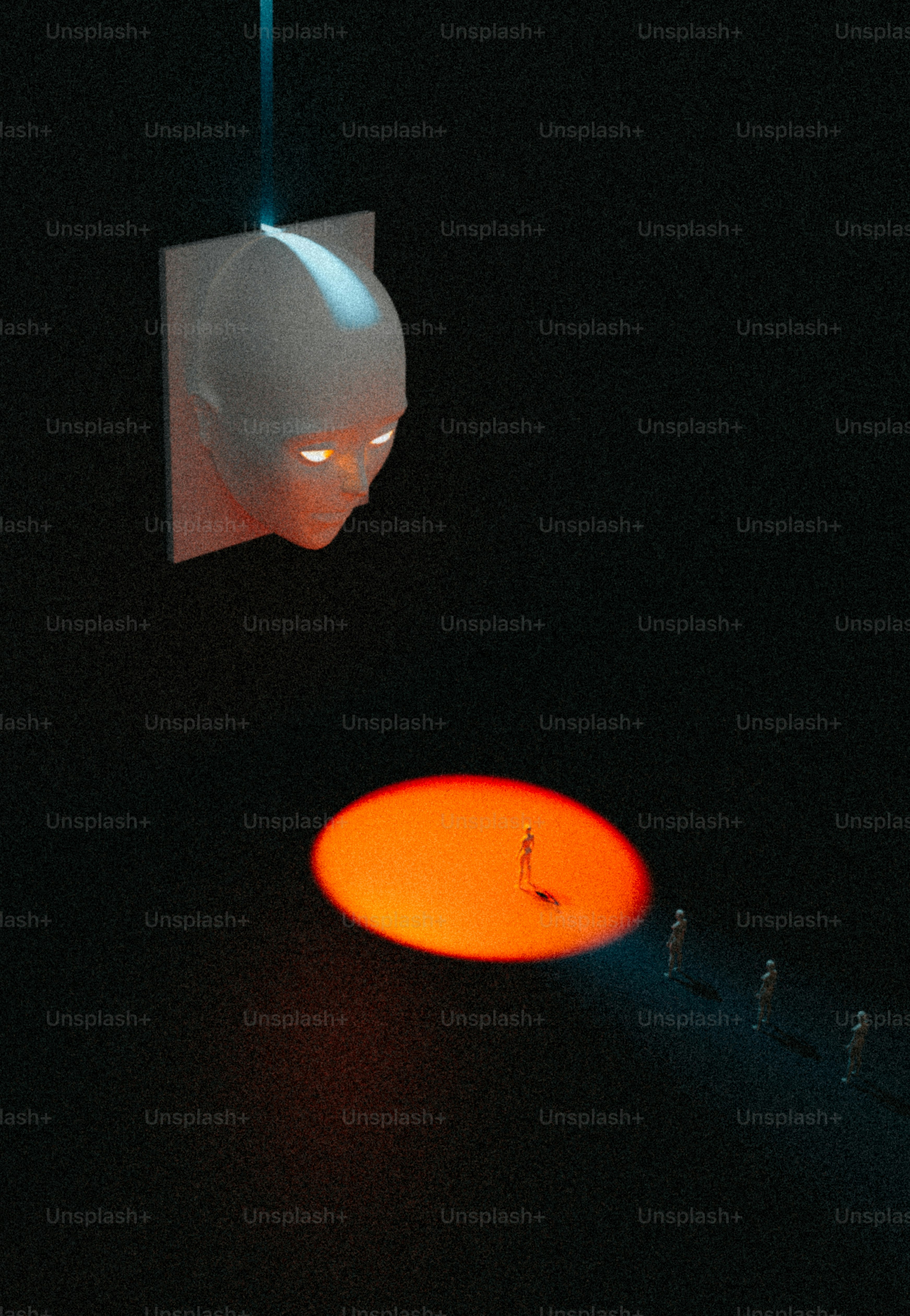 a group of people standing in a dark room