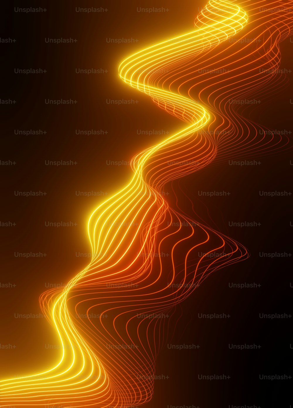Une image abstraite d’une ligne orange ondulée