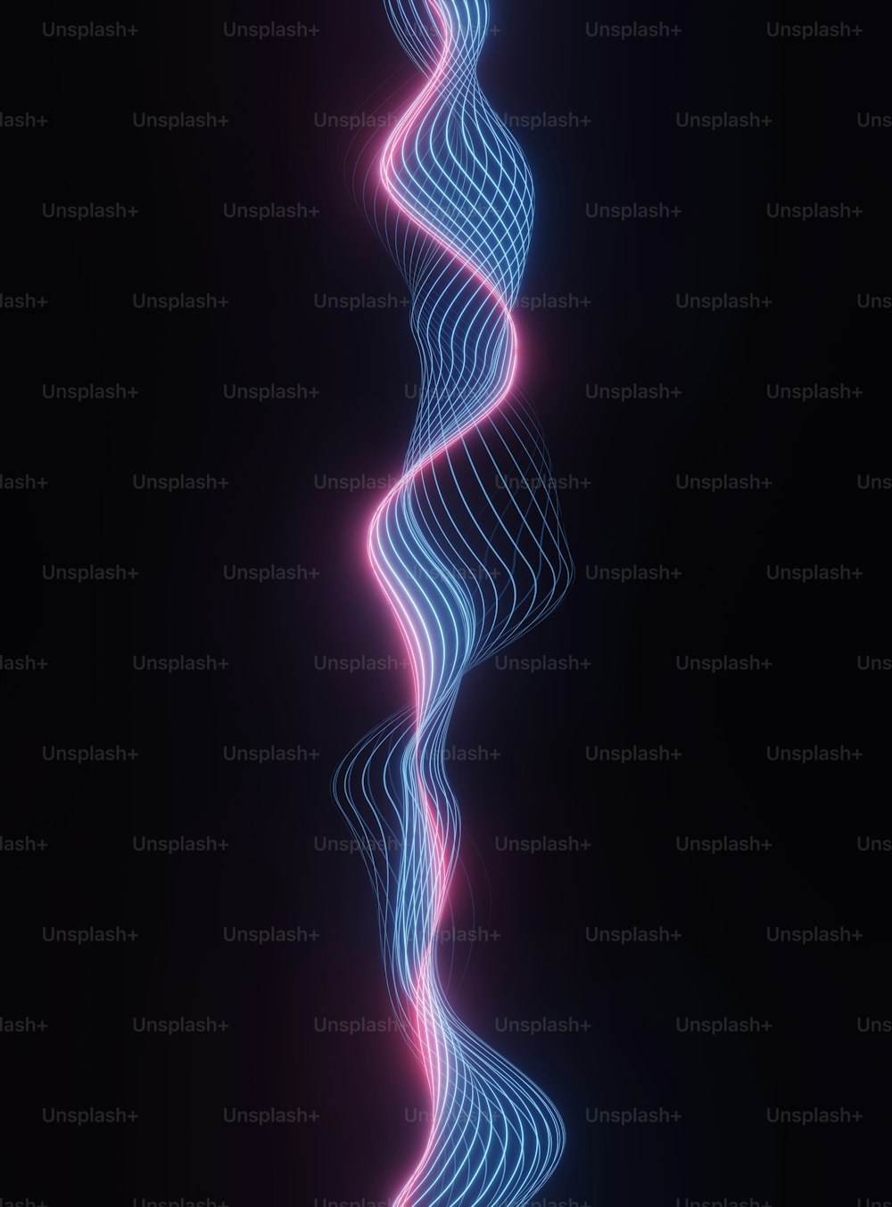 a blue and pink swirl on a black background
