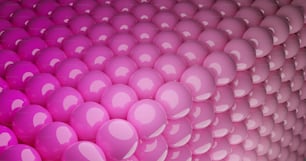 um grande grupo de bolas cor-de-rosa em uma sala