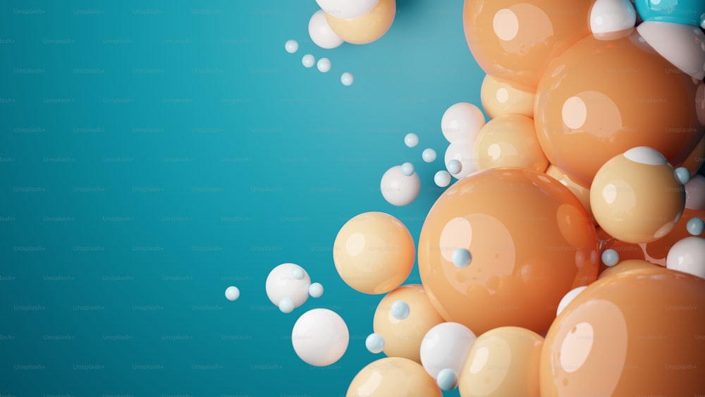 Un mucchio di bolle che galleggiano su una superficie blu