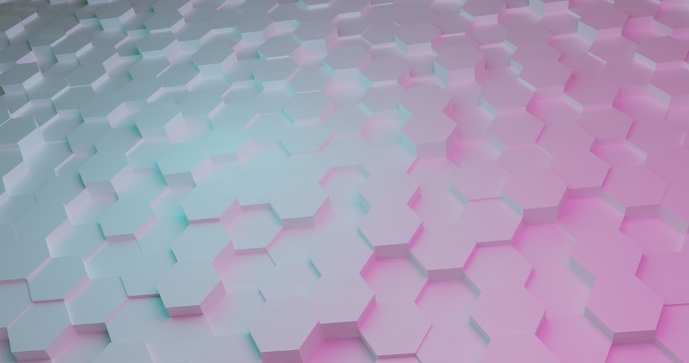 a pink and white background with hexagonal shapes