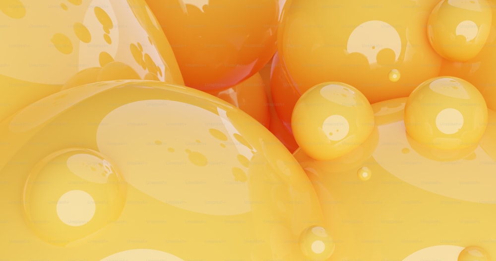 a bunch of yellow balls with water droplets on them