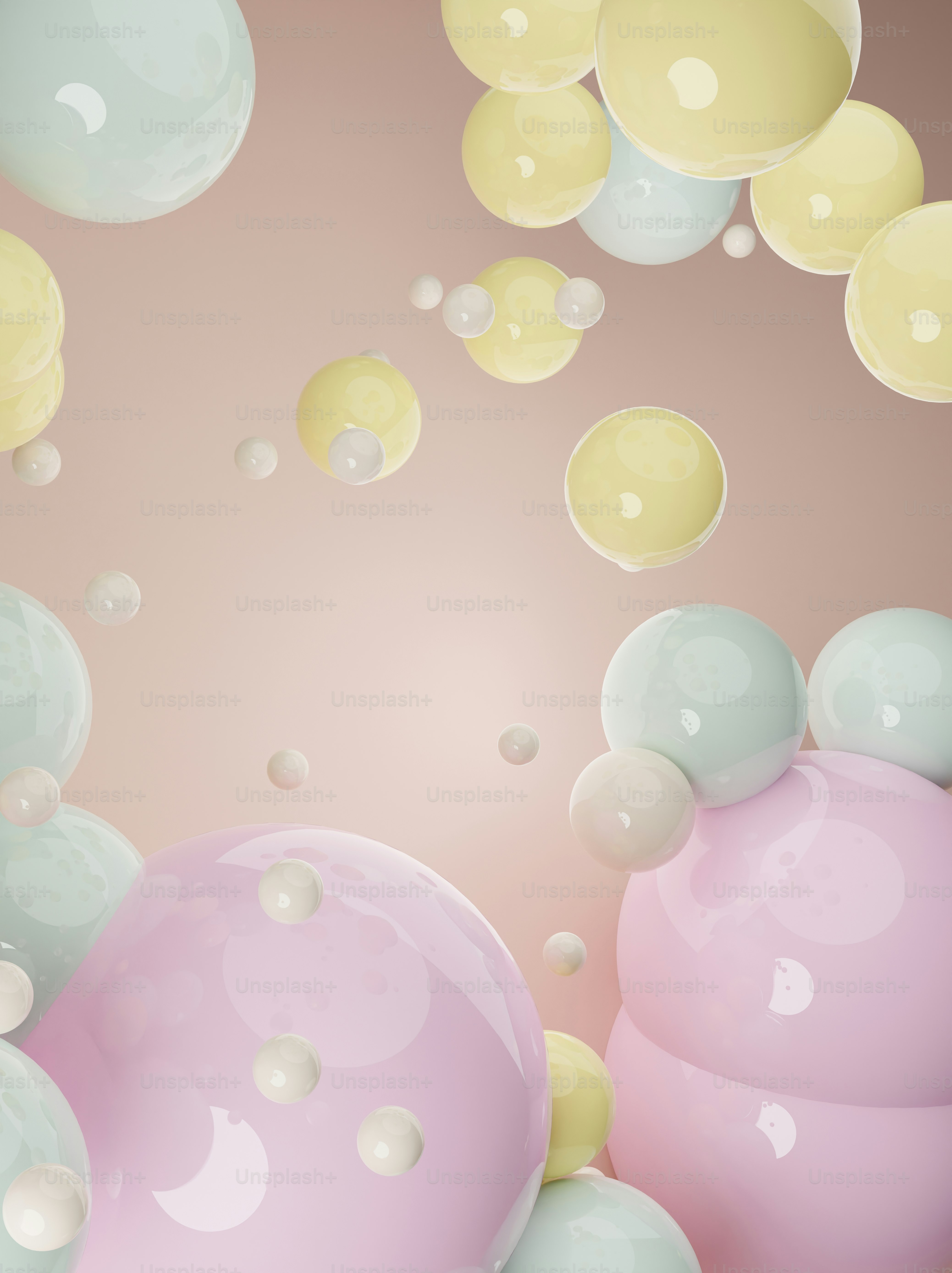 a bunch of bubbles floating in the air