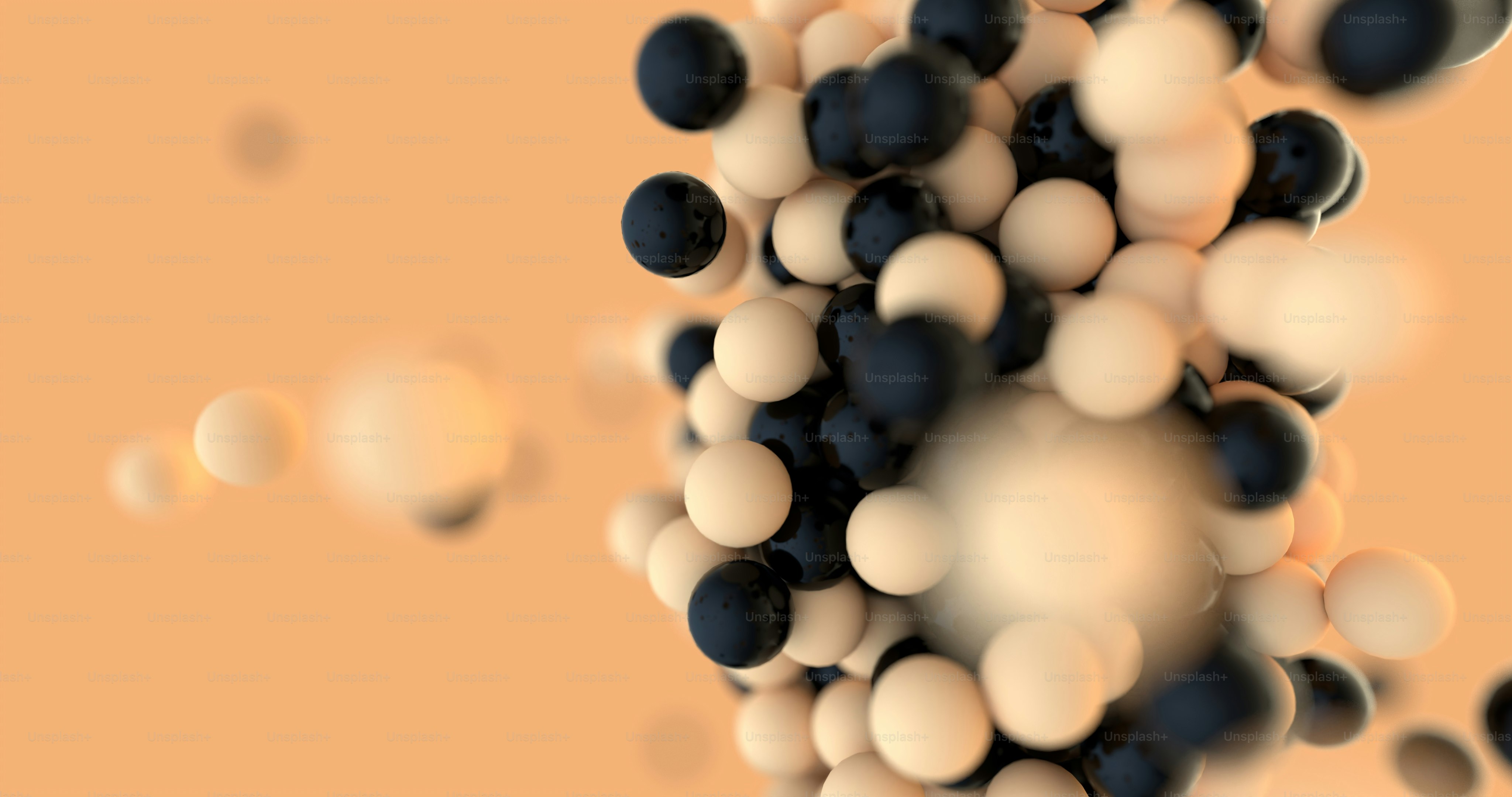 A group of black and white balls floating in the air photo – Abstract ...