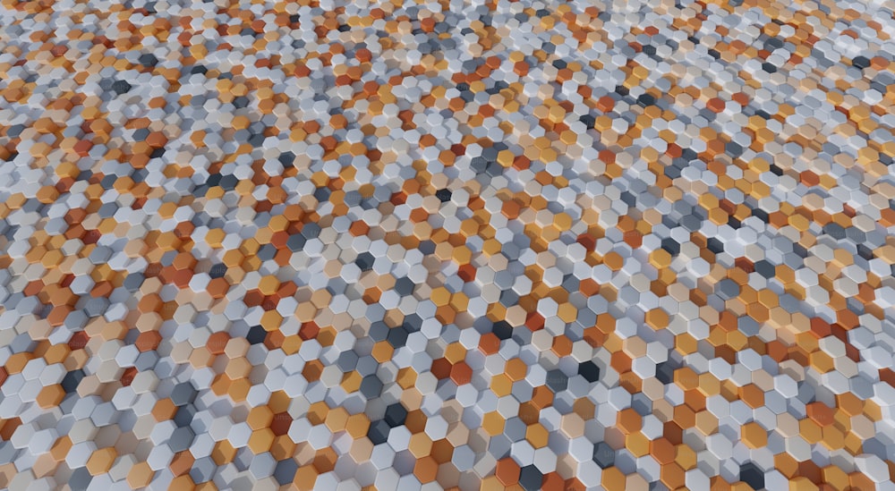 una alfombra hecha de azulejos hexagonales