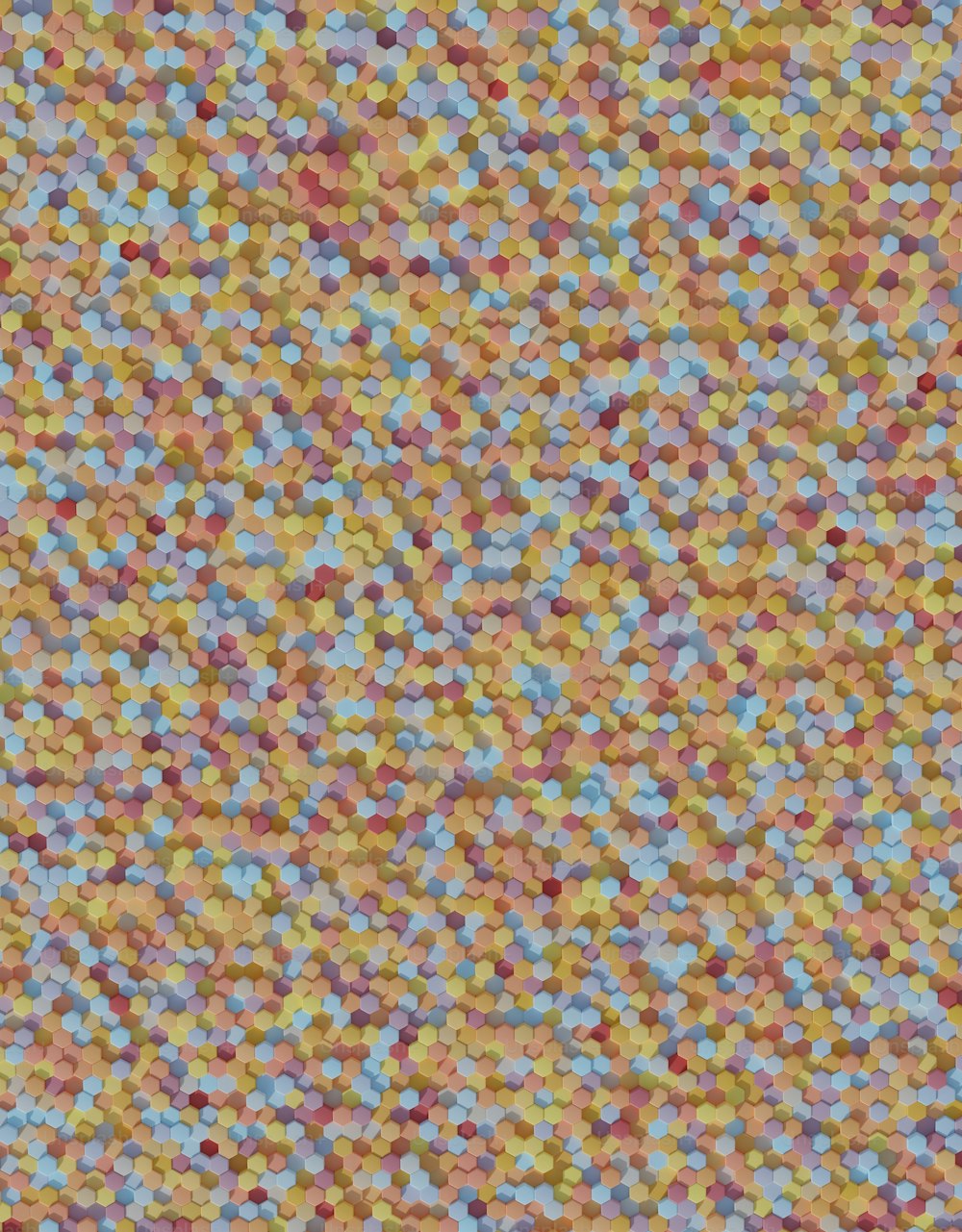 노란색 배경에 작은 점들의 여러 가지 빛깔의 패턴