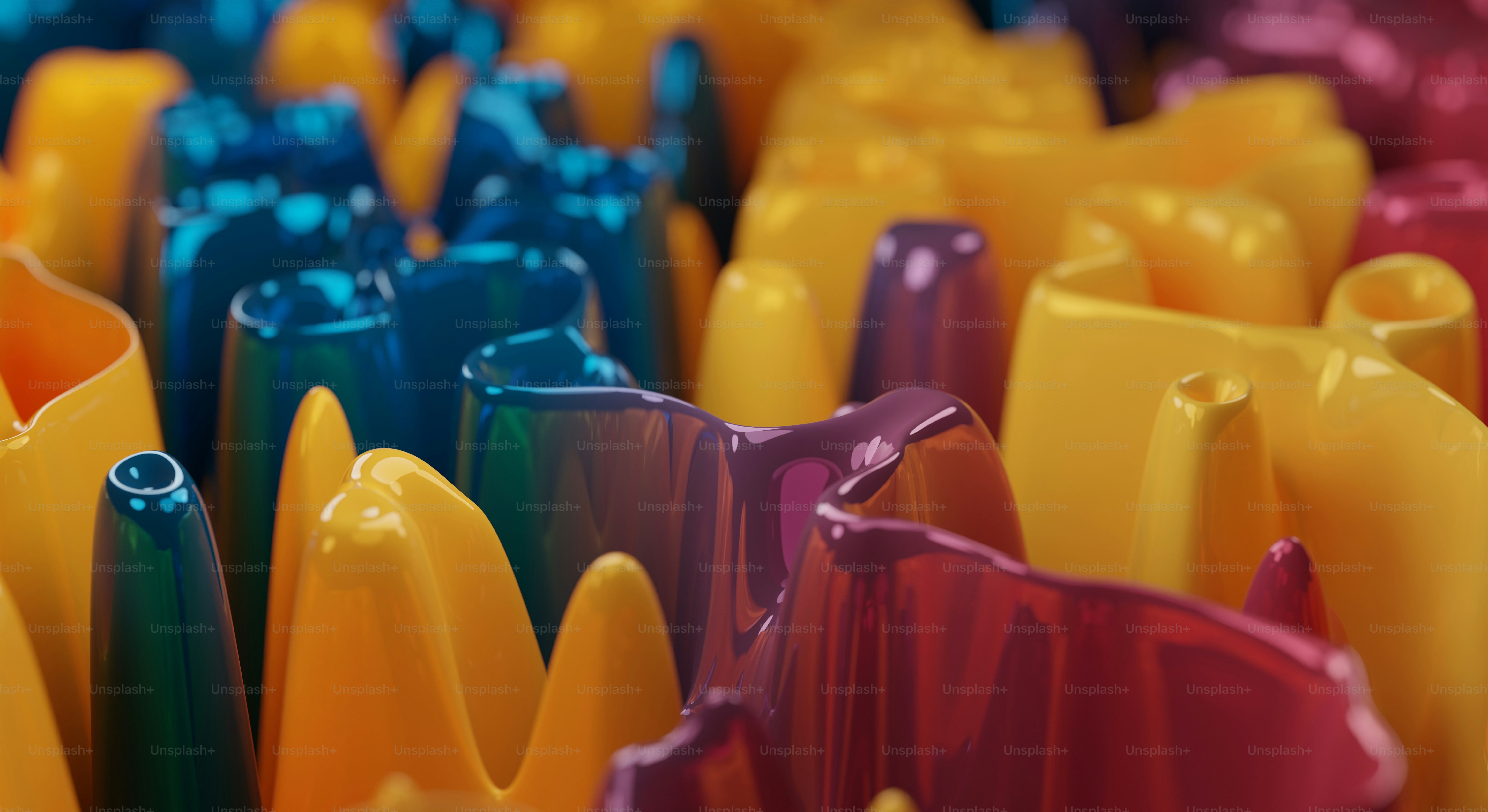 A close up of many different colored vases photo – 3d render Image on ...