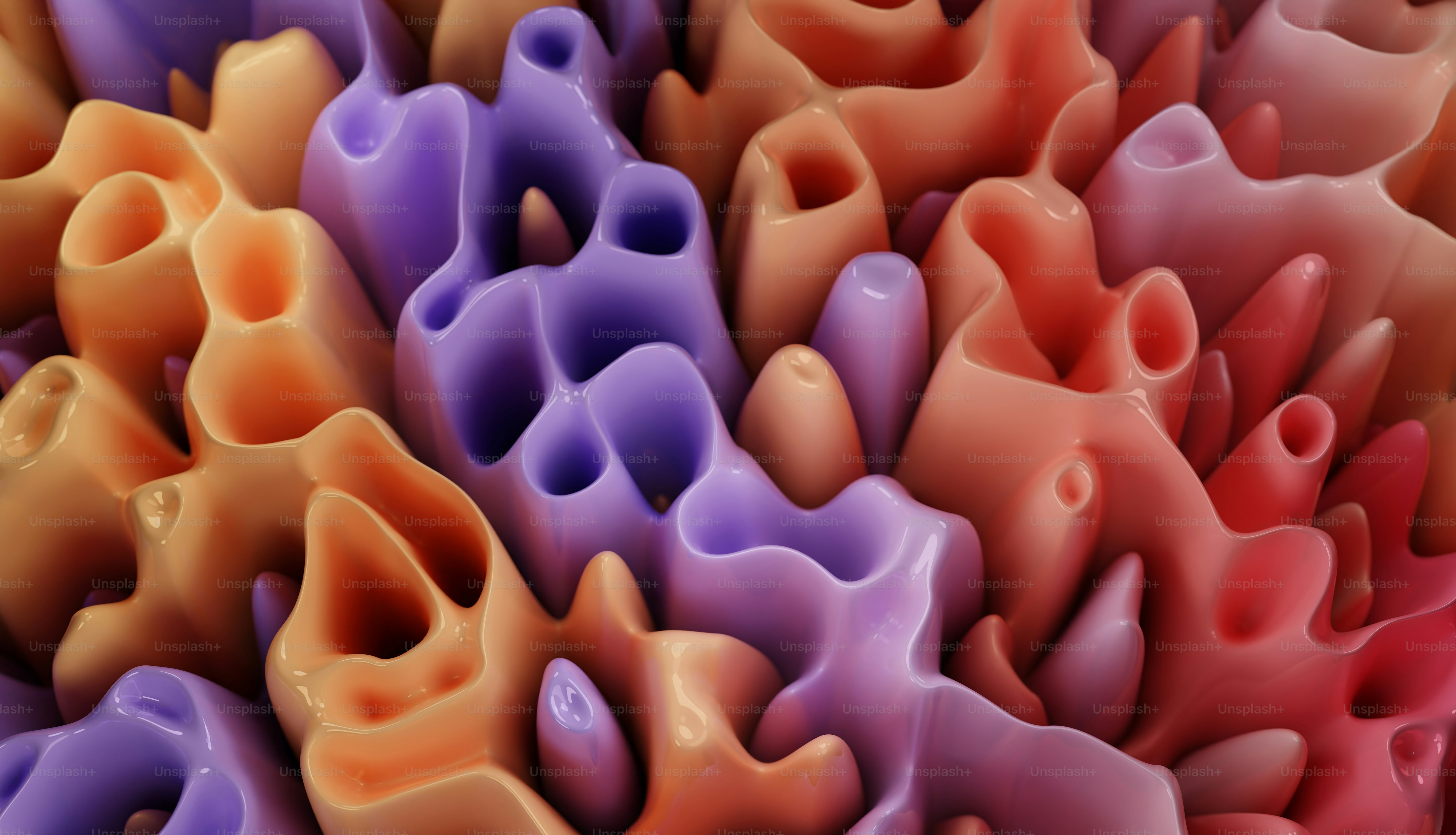 Eine Nahaufnahme eines Haufens verschiedenfarbiger Objekte