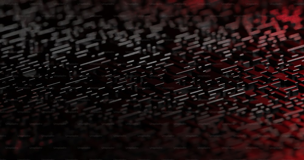 a red and black background with small squares
