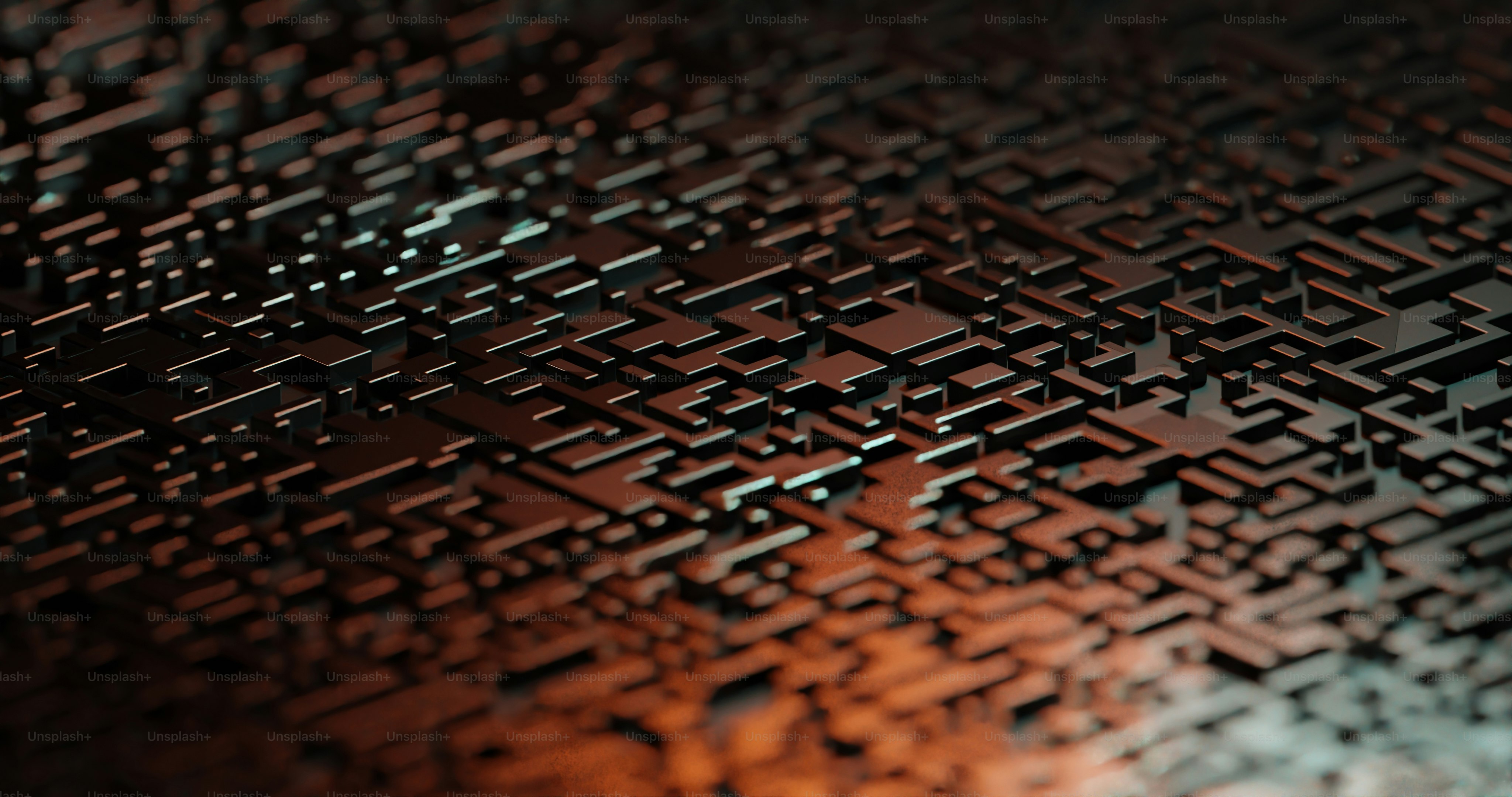 a close up of a black and orange background