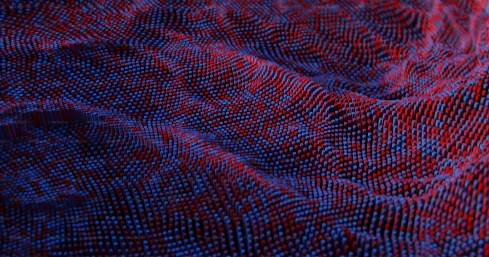 Un primer plano de una tela roja y azul