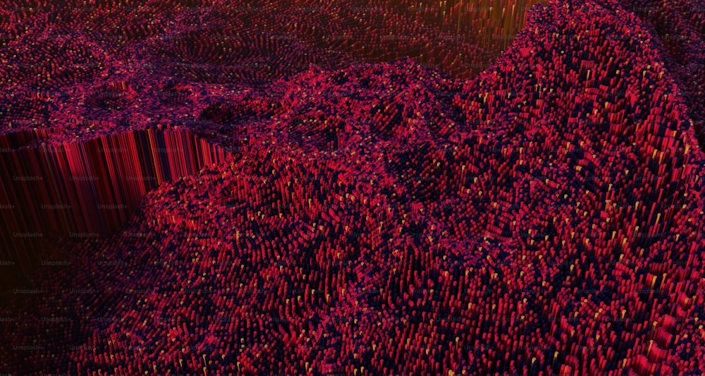 a large group of red objects in a room