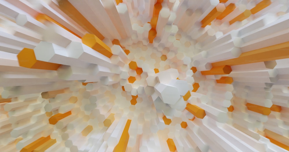 Ein abstraktes Foto eines weißen und orangefarbenen Objekts