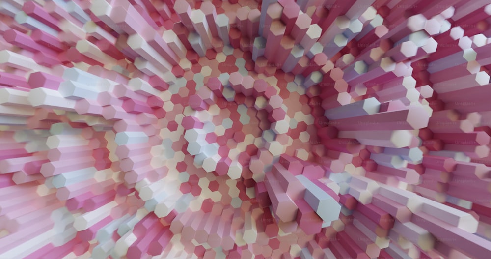 an abstract image of pink and white shapes