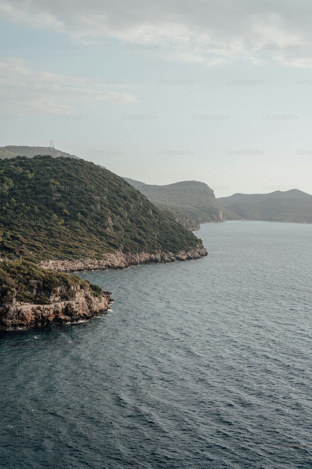 a large body of water surrounded by mountains