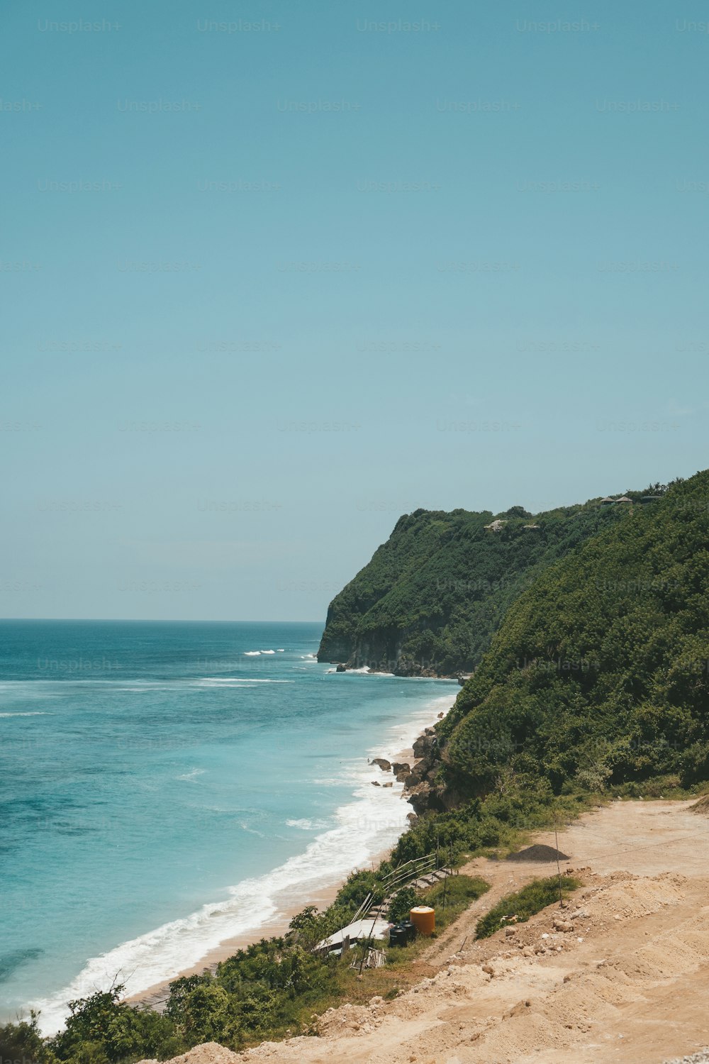 a view of the ocean from a cliff