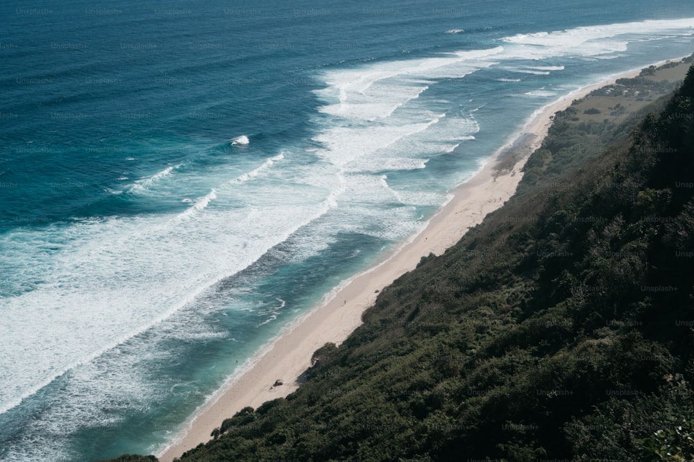 a view of a beach from a high point of view